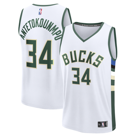 Milwaukee Bucks Giannis Antetokounmpo Fanatics Fast Break Replica Player Jersey - Association Edition - White Team Jersey Sports Fan Apparel