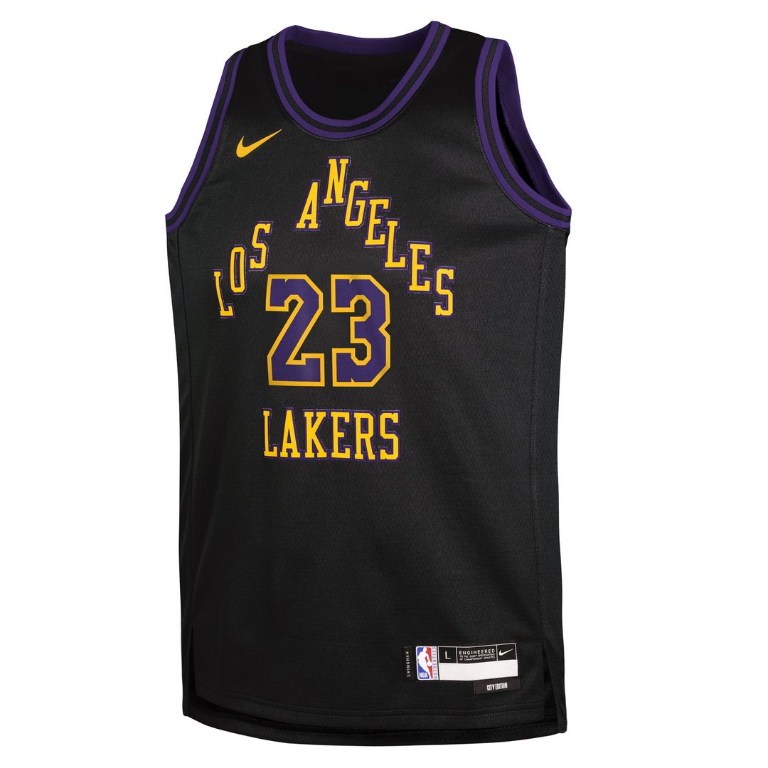 Los Angeles Lakers LeBron James Nike Youth 2025/26 City Edition Swingman Jersey - Black Team Jersey Sports Fan Apparel