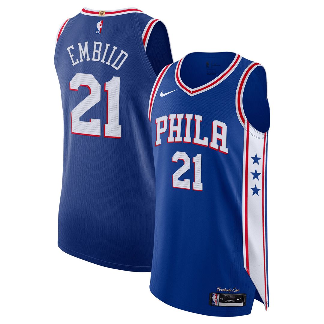 Philadelphia 76ers Joel Embiid Nike Authentic Jersey - Icon Edition - Royal Team Jersey Sports Fan Apparel