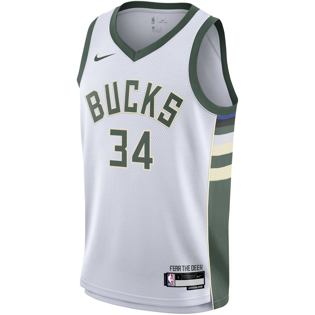 Milwaukee Bucks Giannis Antetokounmpo Nike Youth Swingman Jersey - Association Edition - White Team Jersey Sports Fan Apparel