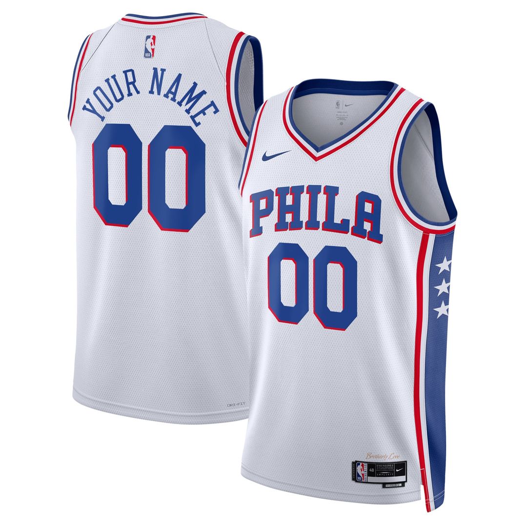 Philadelphia 76ers Nike Unisex 2022/23 Swingman Custom Jersey White - Association Edition Team Jersey Sports Fan Apparel