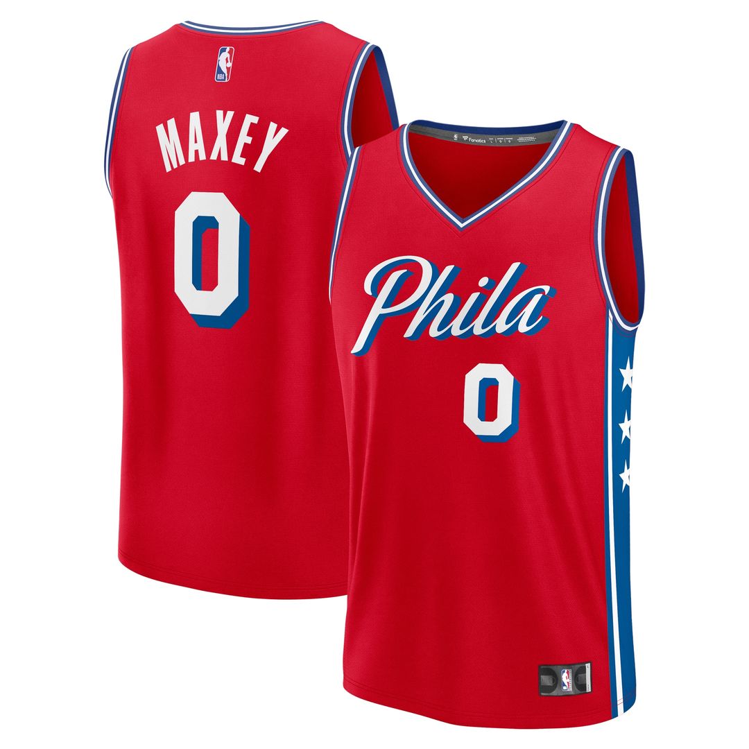 Philadelphia 76ers Tyrese Maxey Fanatics Fast Break Replica Player Jersey - Statement Edition - Red Team Jersey Sports Fan Apparel