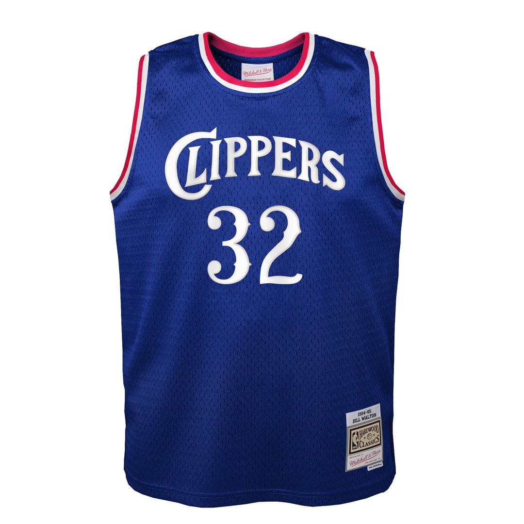 LA Clippers Bill Walton Mitchell & Ness Youth 1984/85 Hardwood Classics Swingman Jersey - Royal Team Jersey Sports Fan Apparel
