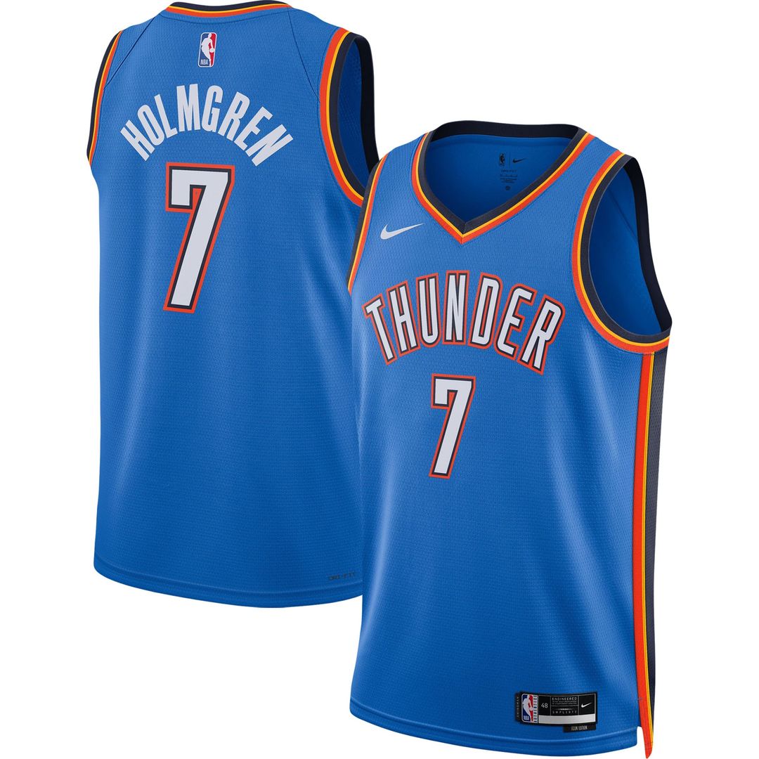 Oklahoma City Thunder Chet Holmgren Nike Unisex 2022 NBA Draft First Round Pick Player Swingman Jersey - Icon Edition - Blue Team Jersey Sports Fan Ap