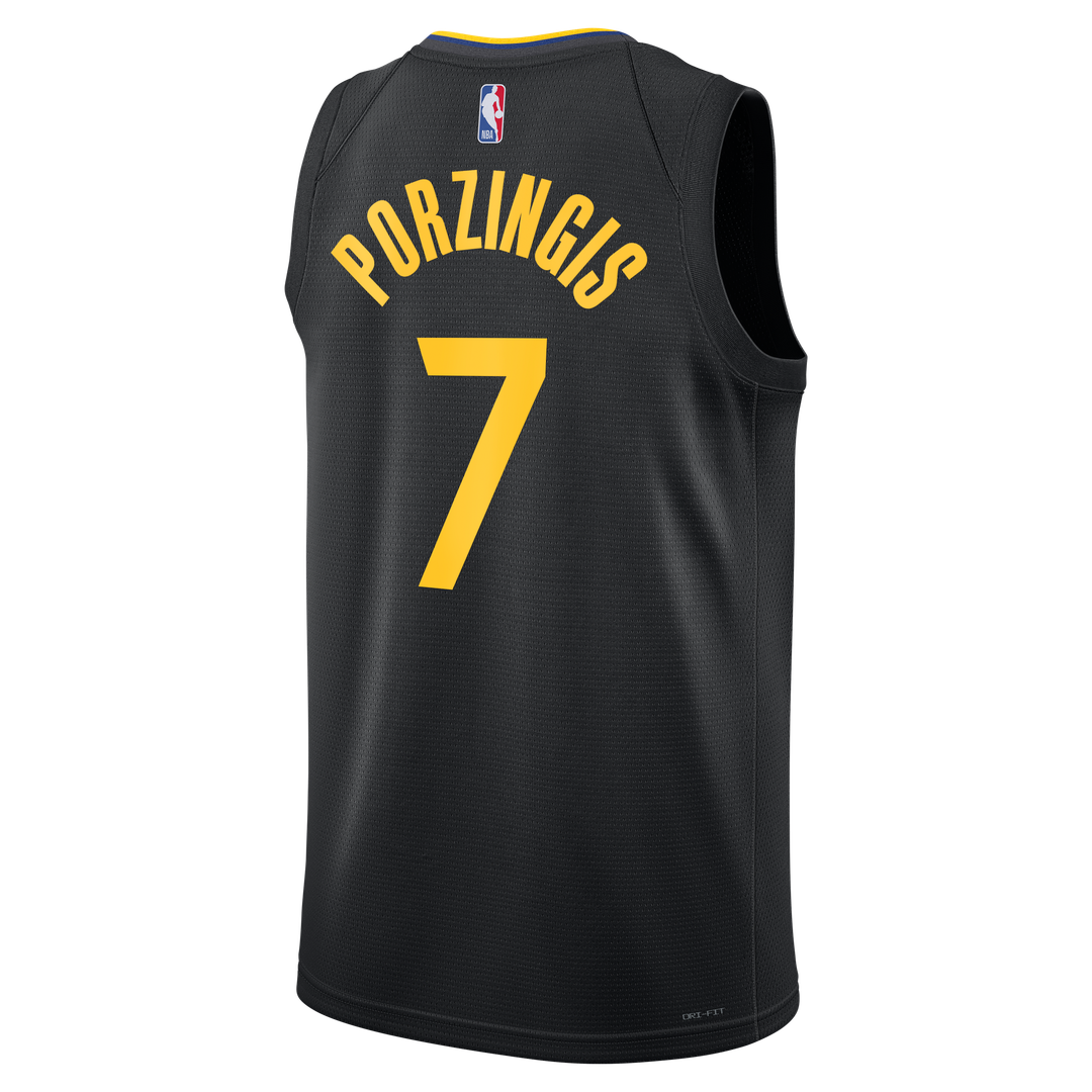 Golden State Warriors Kristaps Porziņģis Jordan Brand Unisex Swingman Jersey - Statement Edition - Black Team Jersey Sports Fan Apparel