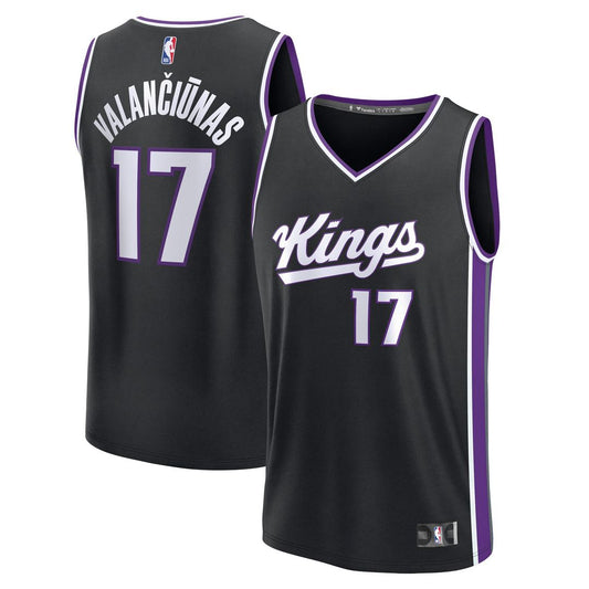 Sacramento Kings Jonas Valančiūnas Fanatics Youth Fast Break Replica Player Jersey - Black - Icon Edition Team Jersey Sports Fan Apparel
