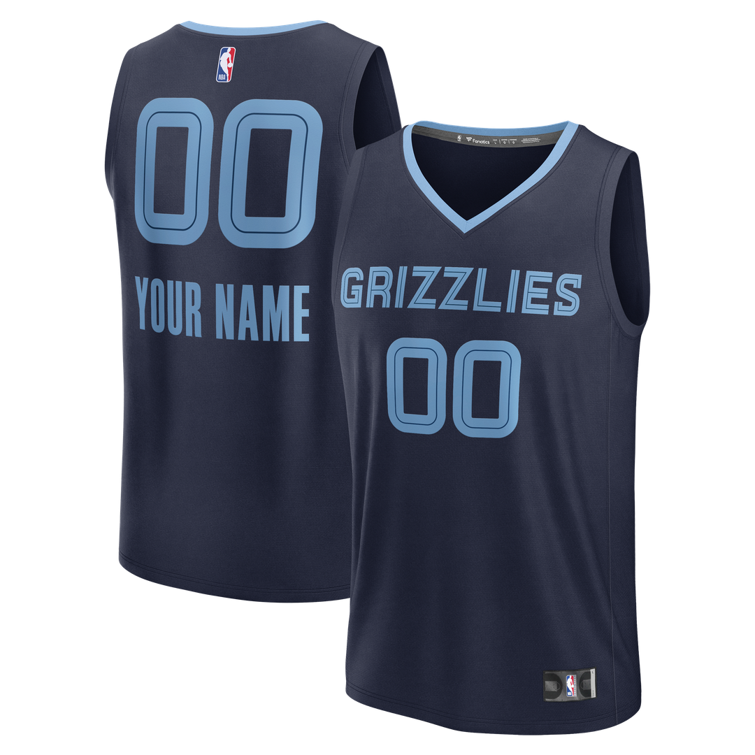 Memphis Grizzlies Fanatics Youth Fast Break Custom Jersey - Icon Edition - Navy Team Jersey Sports Fan Apparel