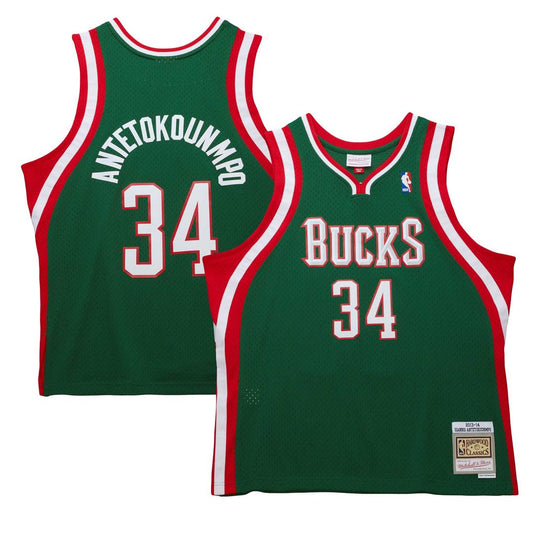 Milwaukee Bucks Giannis Antetokounmpo Mitchell & Ness 2013/14 Hardwood Classics Swingman Jersey - Hunter Green Team Jersey Sports Fan Apparel
