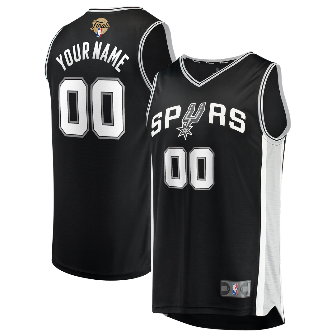 San Antonio Spurs Fanatics 2026 NBA Finals Patch Fast Break Custom Jersey - Black - Icon Edition Team Jersey Sports Fan Apparel