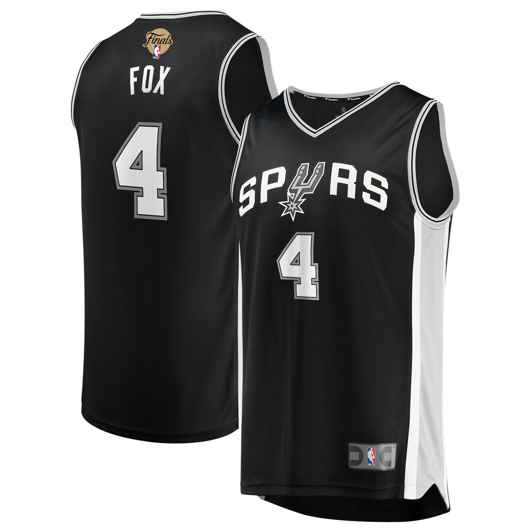 San Antonio Spurs De'Aaron Fox Fanatics 2026 NBA Finals Patch Fast Break Jersey - Icon Edition - Black Team Jersey Sports Fan Apparel