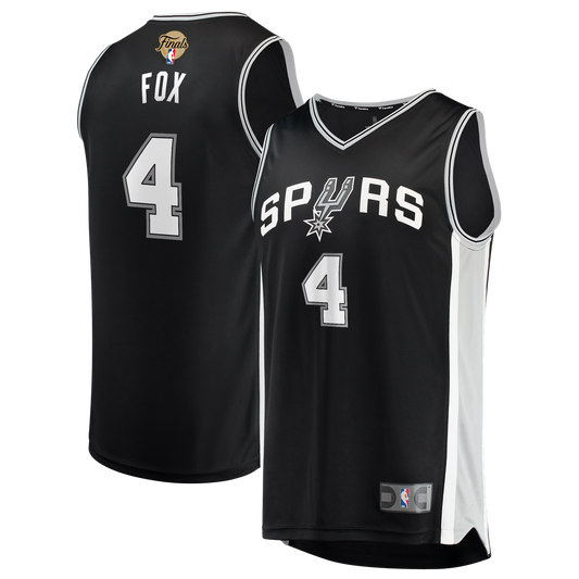 San Antonio Spurs De'Aaron Fox Fanatics 2026 NBA Finals Patch Fast Break Jersey - Icon Edition - Black Team Jersey Sports Fan Apparel