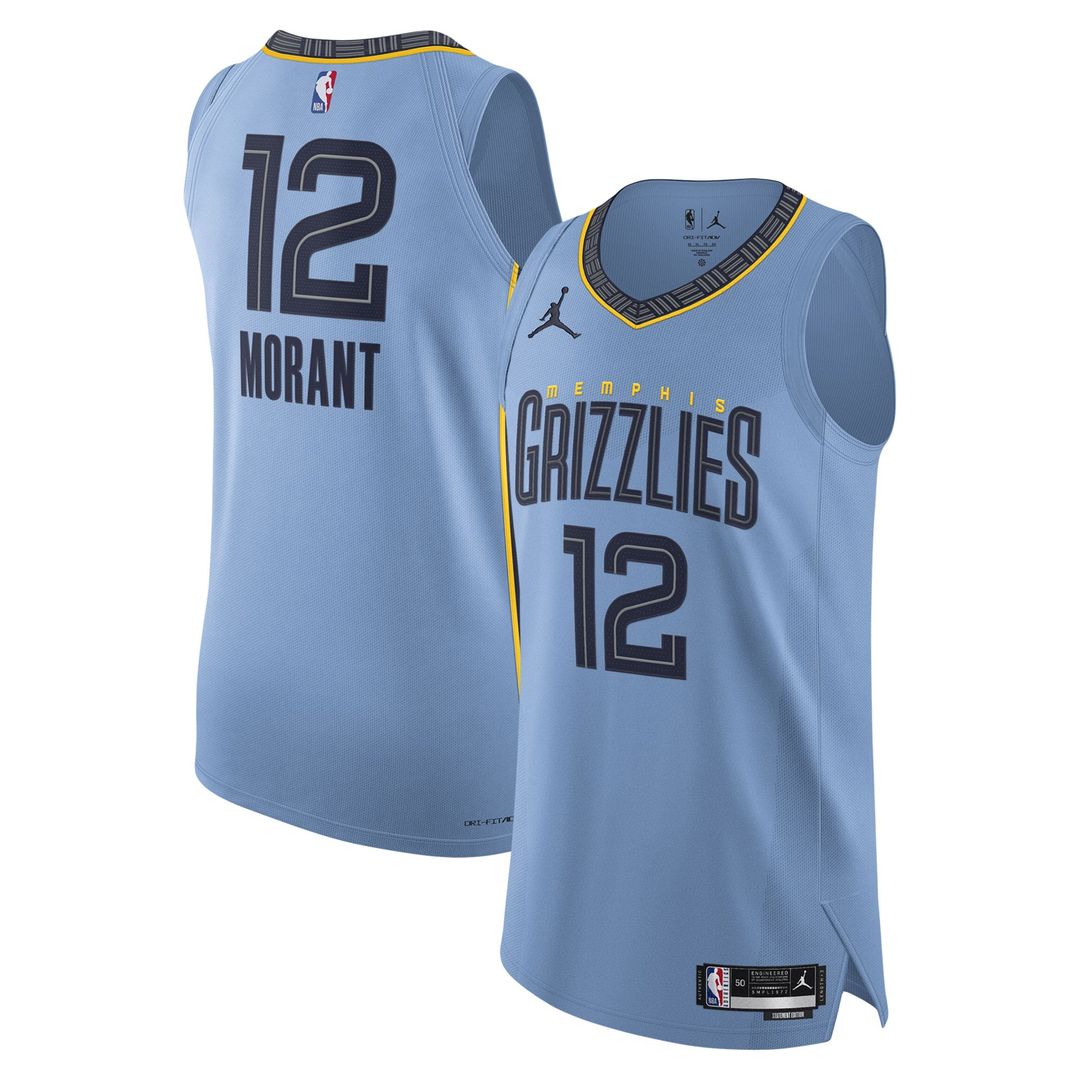 Memphis Grizzlies Ja Morant Jordan Brand Authentic Player Jersey - Statement Edition - Light Blue Team Jersey Sports Fan Apparel