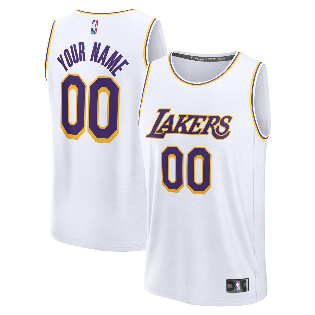 Los Angeles Lakers Fanatics Fast Break Custom Replica Jersey - Association Edition - White Team Jersey Sports Fan Apparel