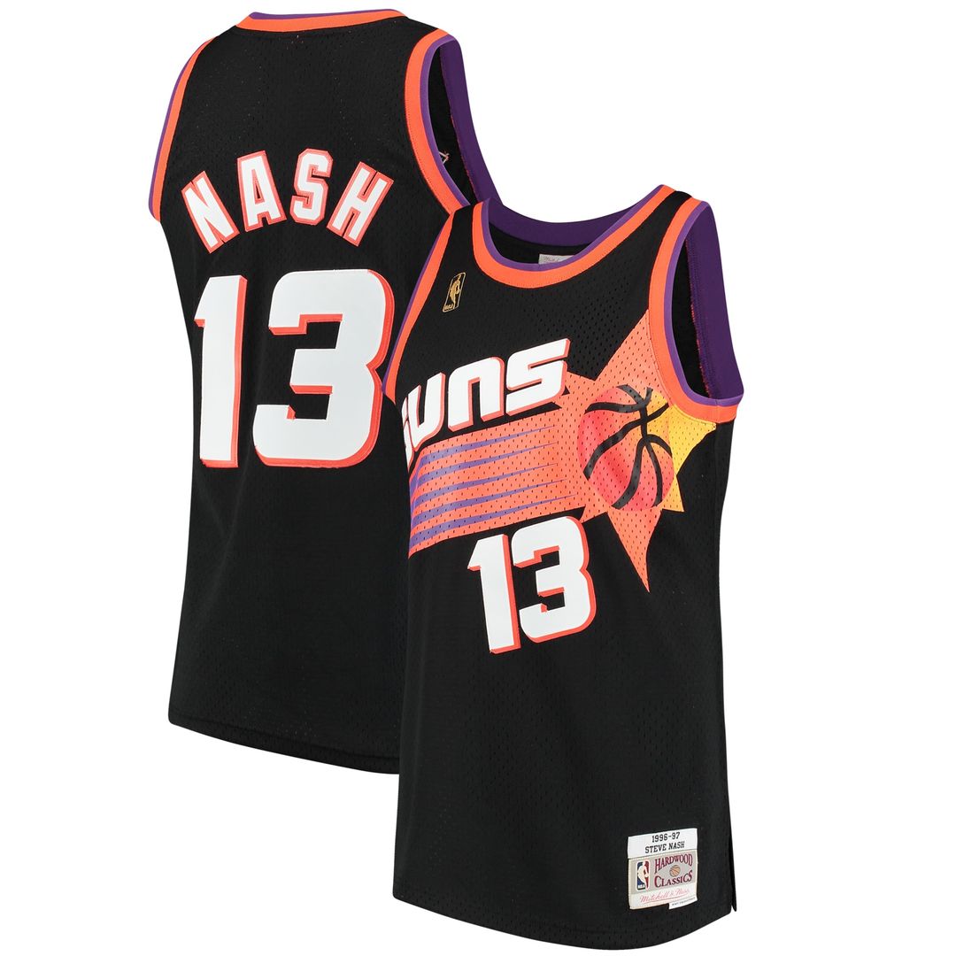 Phoenix Suns Steve Nash Mitchell & Ness 1996/97 Hardwood Classics Swingman Jersey - Black Team Jersey Sports Fan Apparel