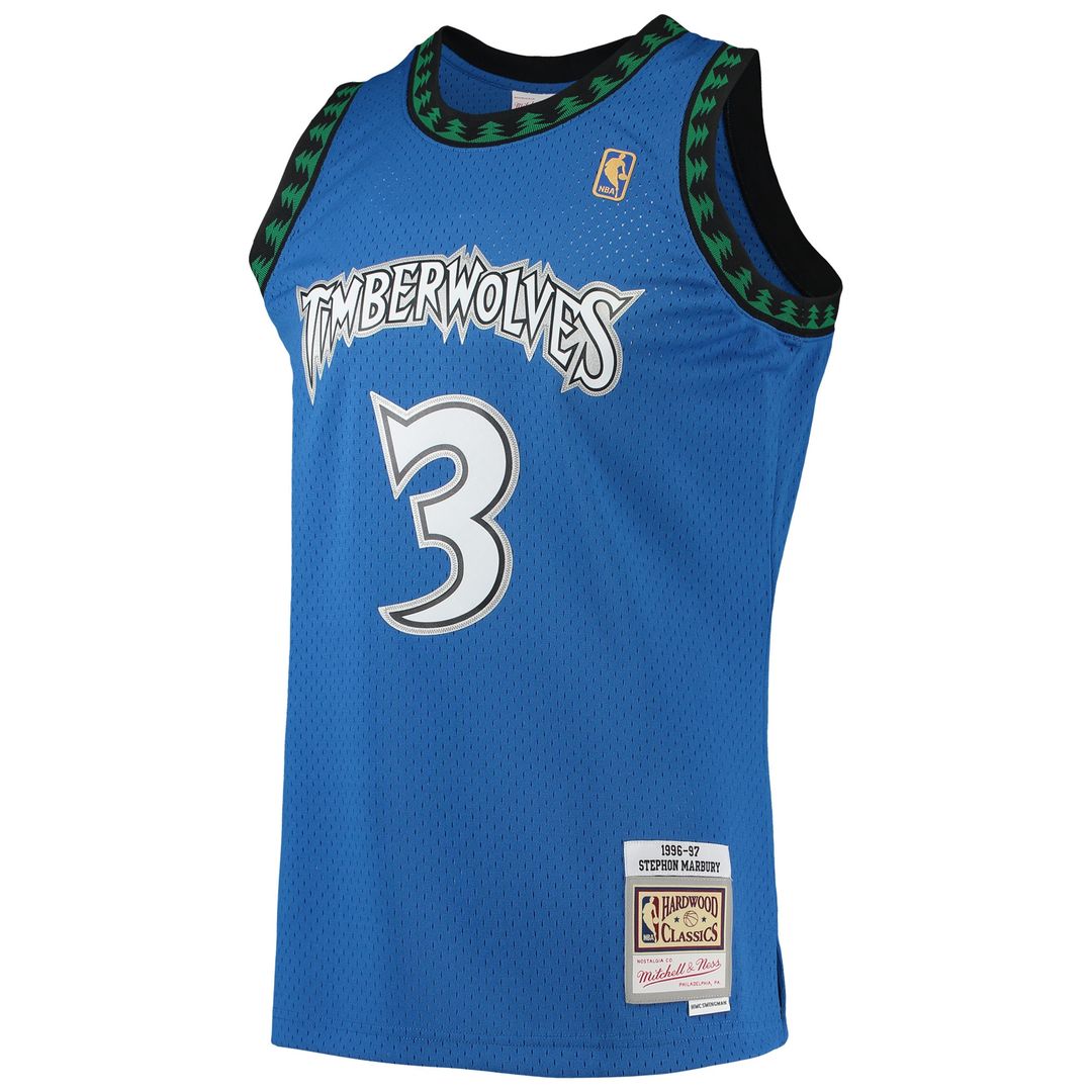 Minnesota Timberwolves Stephon Marbury Mitchell & Ness 1996/97 Hardwood Classics Swingman Jersey - Blue Team Jersey Sports Fan Apparel