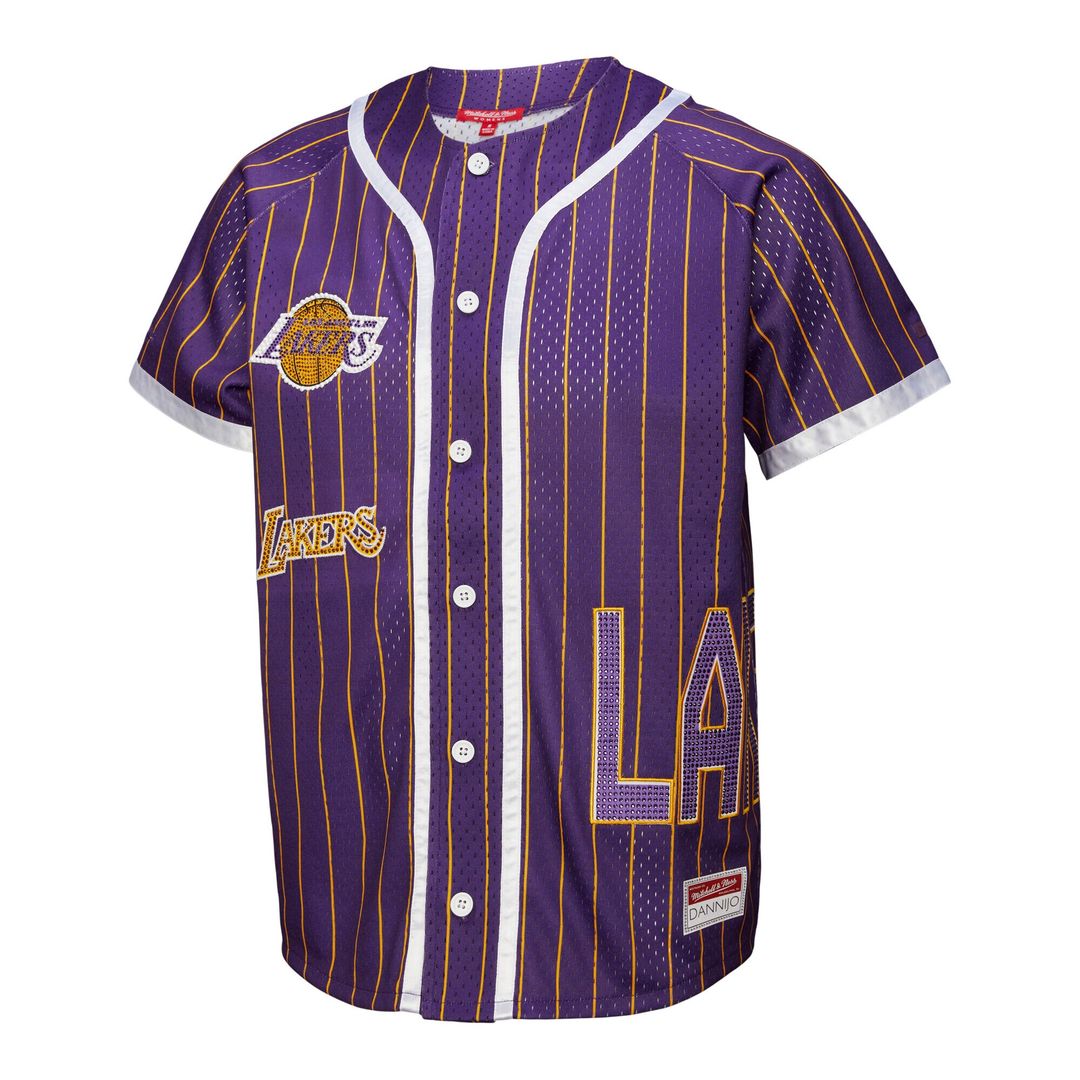 Los Angeles Lakers Mitchell & Ness x DANNIJO Women's Fashion Baseball Jersey - Purple Team Jersey Sports Fan Apparel