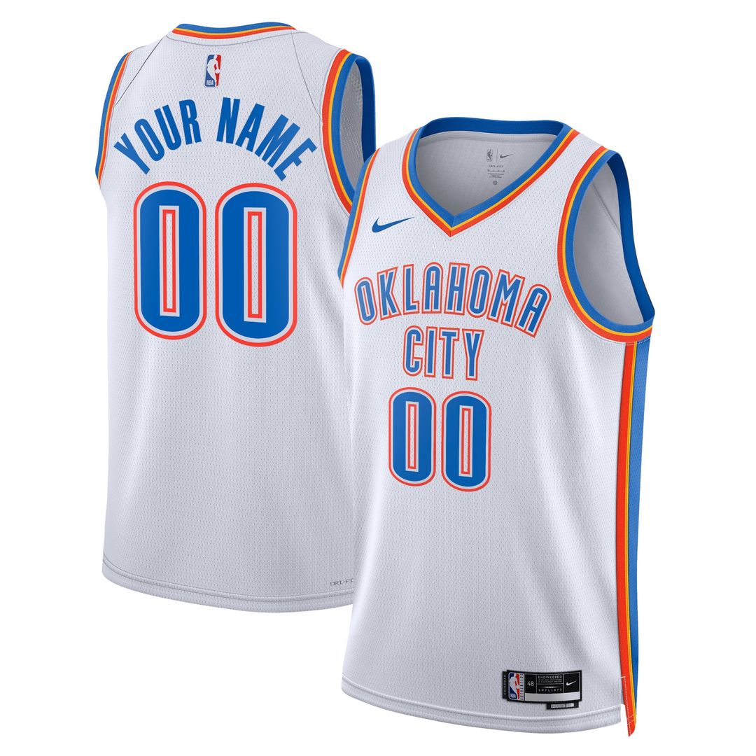 Oklahoma City Thunder Nike Unisex Swingman Custom Jersey White - Association Edition Team Jersey Sports Fan Apparel