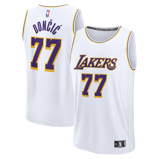 Los Angeles Lakers Luka Dončić Fanatics Youth Fast Break Replica Jersey - White - Association Edition Team Jersey Sports Fan Apparel