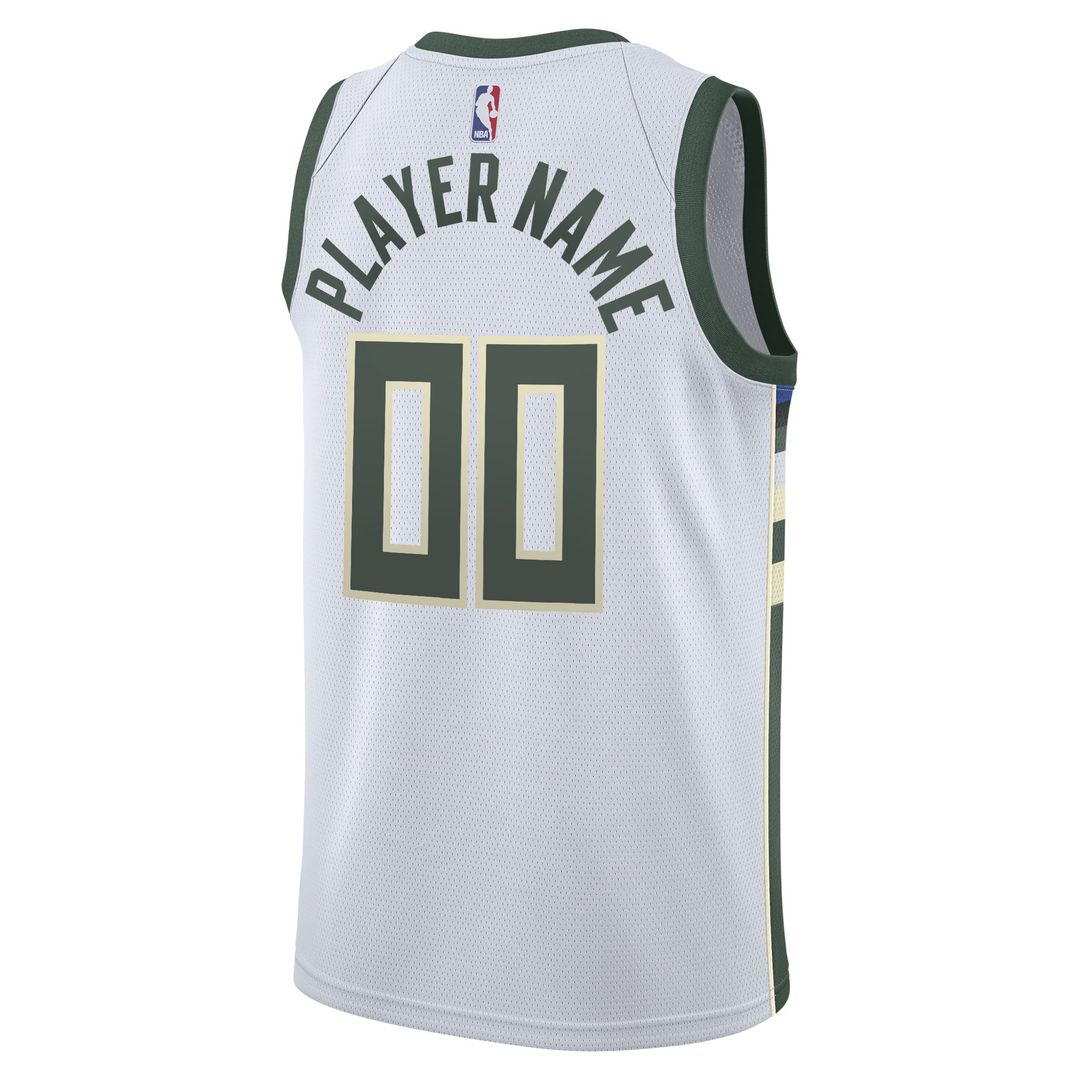 Milwaukee Bucks Nike 2020/21 Swingman Custom Jersey - Association Edition - White Team Jersey Sports Fan Apparel