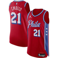 Philadelphia 76ers Joel Embiid Jordan Brand Authentic Player Jersey - Statement Edition - Red Team Jersey Sports Fan Apparel - 40