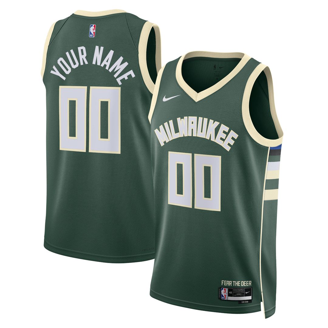 Milwaukee Bucks Nike Unisex Swingman Custom Jersey Hunter Green - Icon Edition Team Jersey Sports Fan Apparel