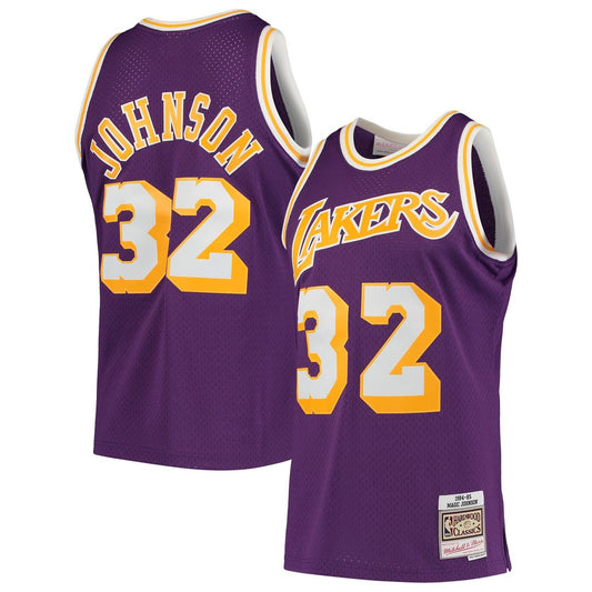 Los Angeles Lakers Magic Johnson Mitchell & Ness 1984/85 Hardwood Classics Swingman Jersey - Purple Team Jersey Sports Fan Apparel