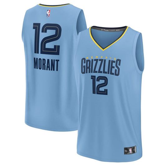 Memphis Grizzlies Ja Morant Fanatics Fast Break Replica Player Jersey - Statement Edition - Light Blue Team Jersey Sports Fan Apparel