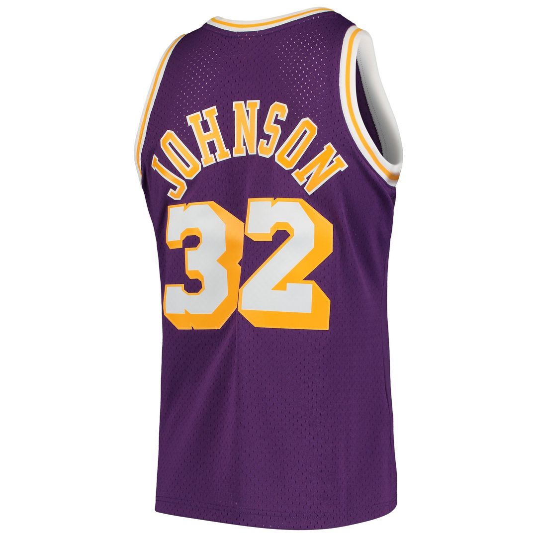 Los Angeles Lakers Magic Johnson Mitchell & Ness 1984/85 Hardwood Classics Swingman Jersey - Purple Team Jersey Sports Fan Apparel