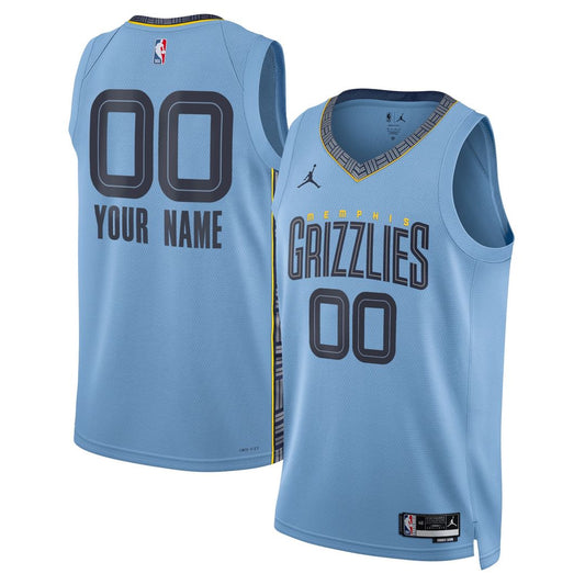 Memphis Grizzlies Jordan Brand Unisex 2022/23 Swingman Custom Jersey - Statement Edition - Blue Team Jersey Sports Fan Apparel