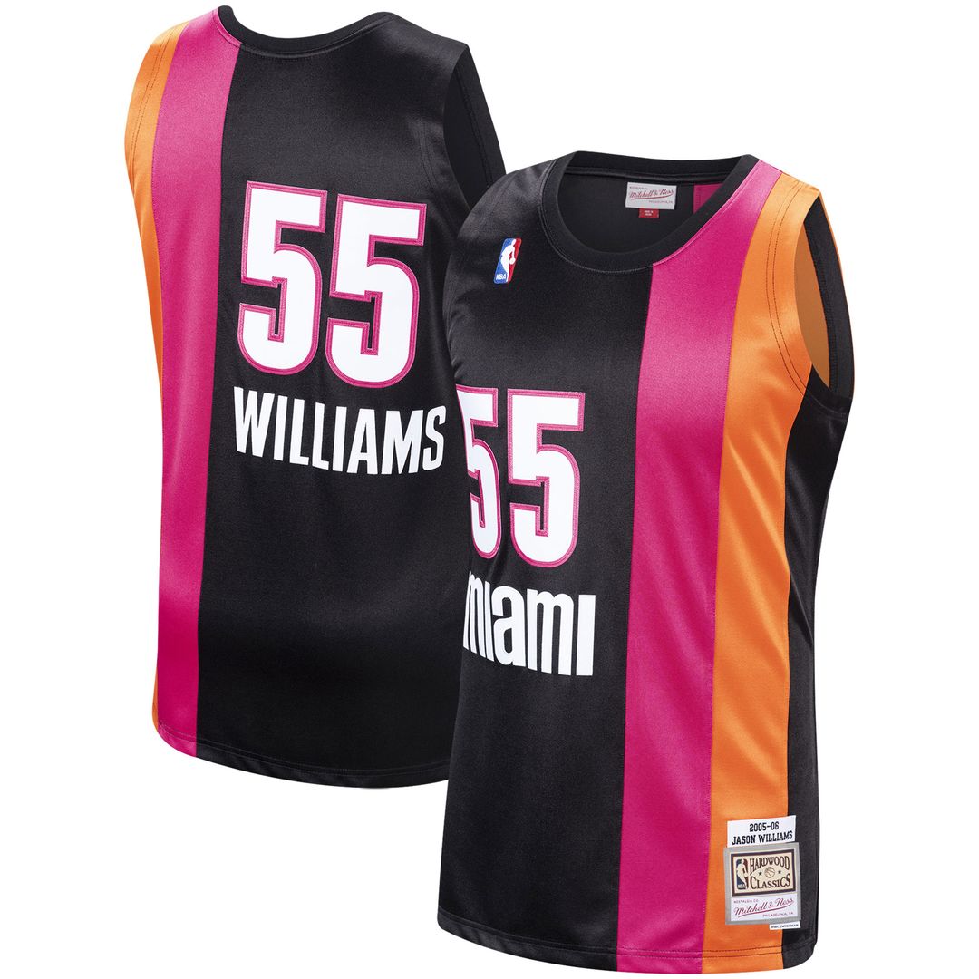 Miami Heat Jason Williams Mitchell & Ness 2005/06 Hardwood Classics Swingman Jersey - Black Team Jersey Sports Fan Apparel