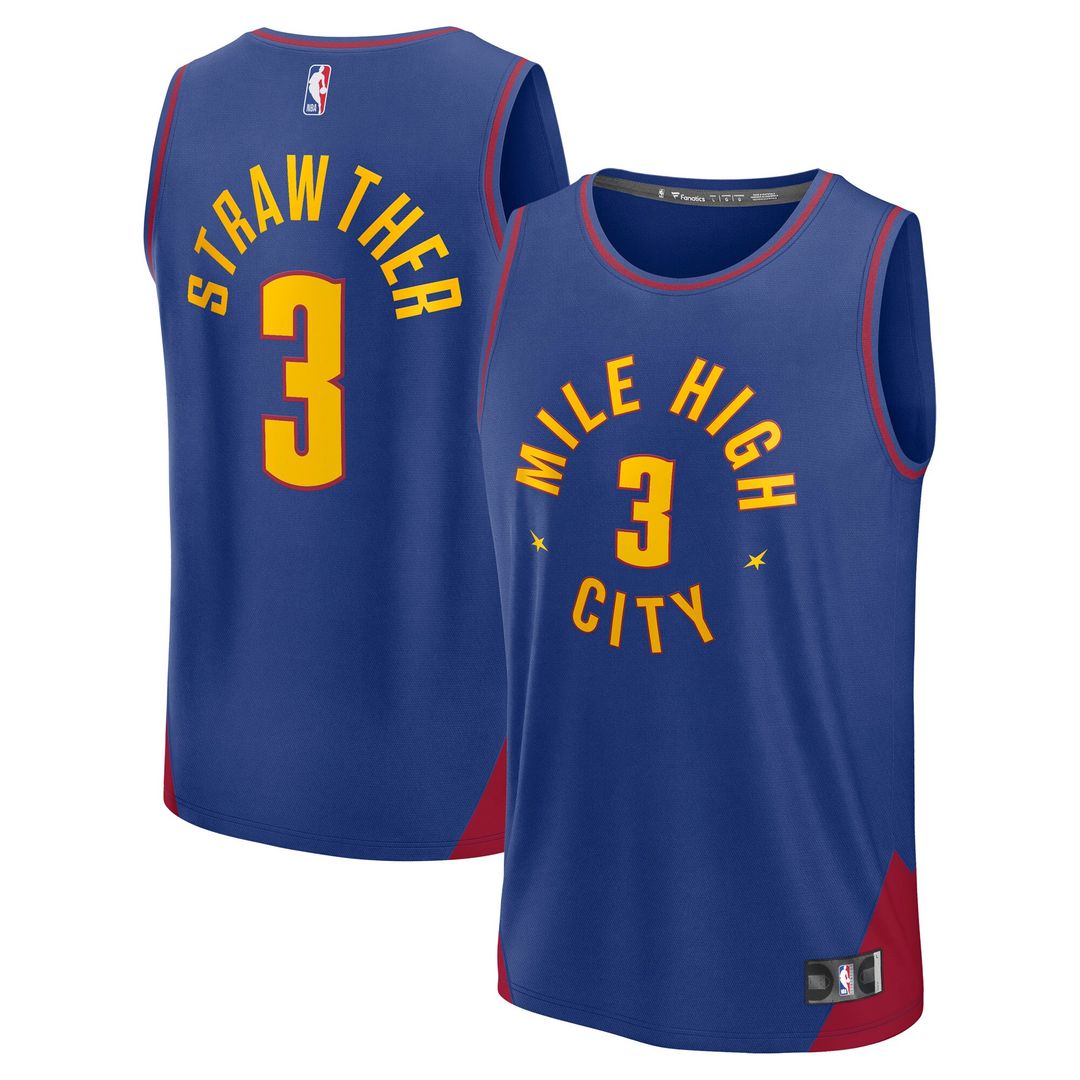 Denver Nuggets Julian Strawther Fanatics Fast Break Replica Player Jersey - Statement Edition - Blue Team Jersey Sports Fan Apparel