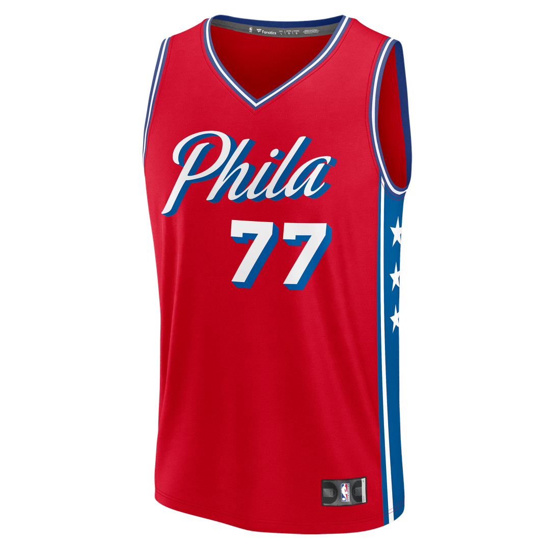 Philadelphia 76ers VJ Edgecombe Fanatics Fast Break Replica Player Jersey - Statement Edition - Red Team Jersey Sports Fan Apparel