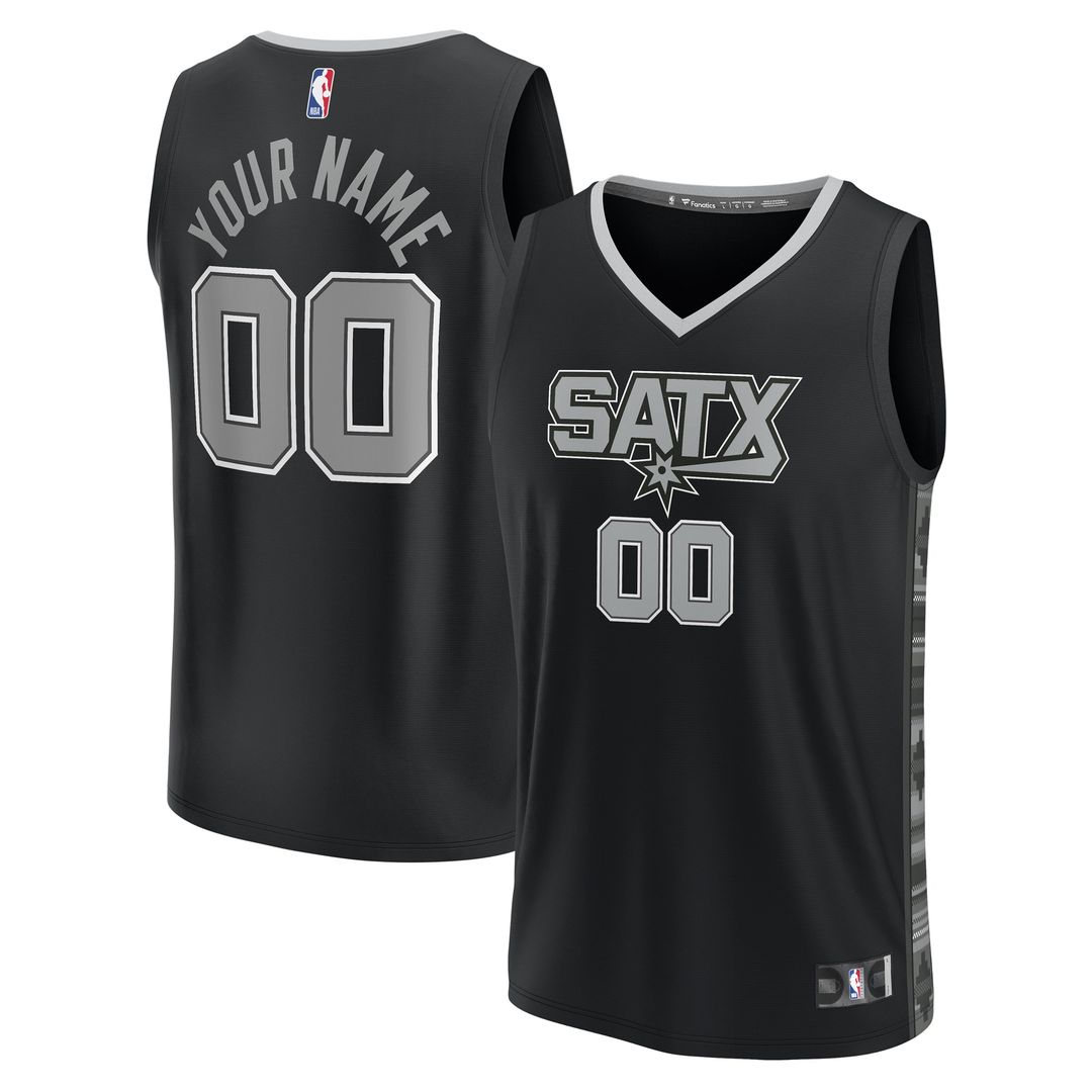 San Antonio Spurs Fanatics Youth Fast Break Replica Custom Jersey - Statement Edition - Black Team Jersey Sports Fan Apparel