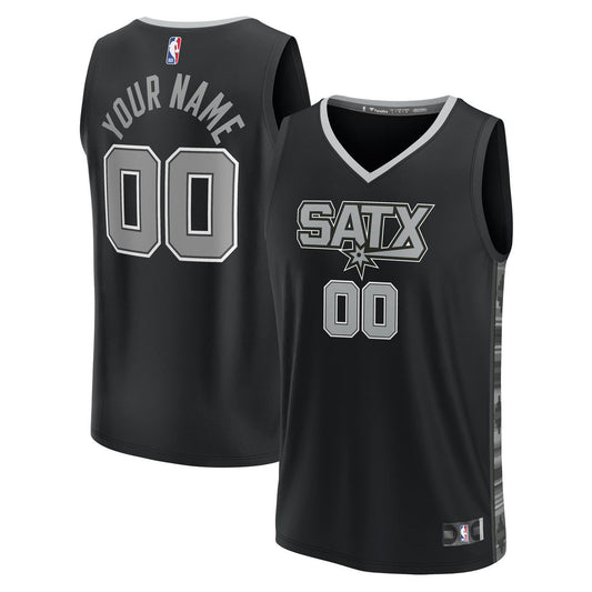 San Antonio Spurs Fanatics Youth Fast Break Replica Custom Jersey - Statement Edition - Black Team Jersey Sports Fan Apparel