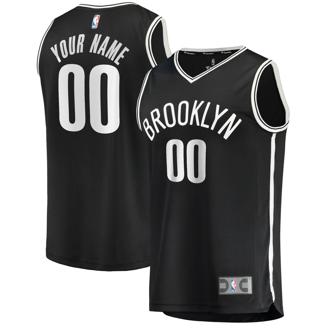 Brooklyn Nets Fanatics Fast Break Custom Replica Jersey Black - Icon Edition Team Jersey Sports Fan Apparel
