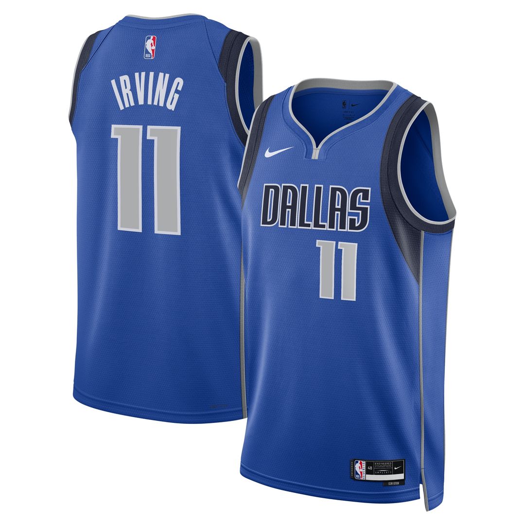 Dallas Mavericks Kyrie Irving Nike Unisex Badge Swingman Replica Jersey - Icon Edition - Blue Team Jersey Sports Fan Apparel