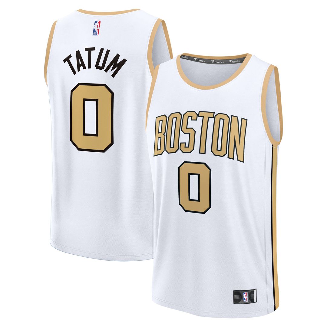 Boston Celtics Jayson Tatum Fanatics Youth 2025/26 City Edition Fast Break Jersey - White Team Jersey Sports Fan Apparel