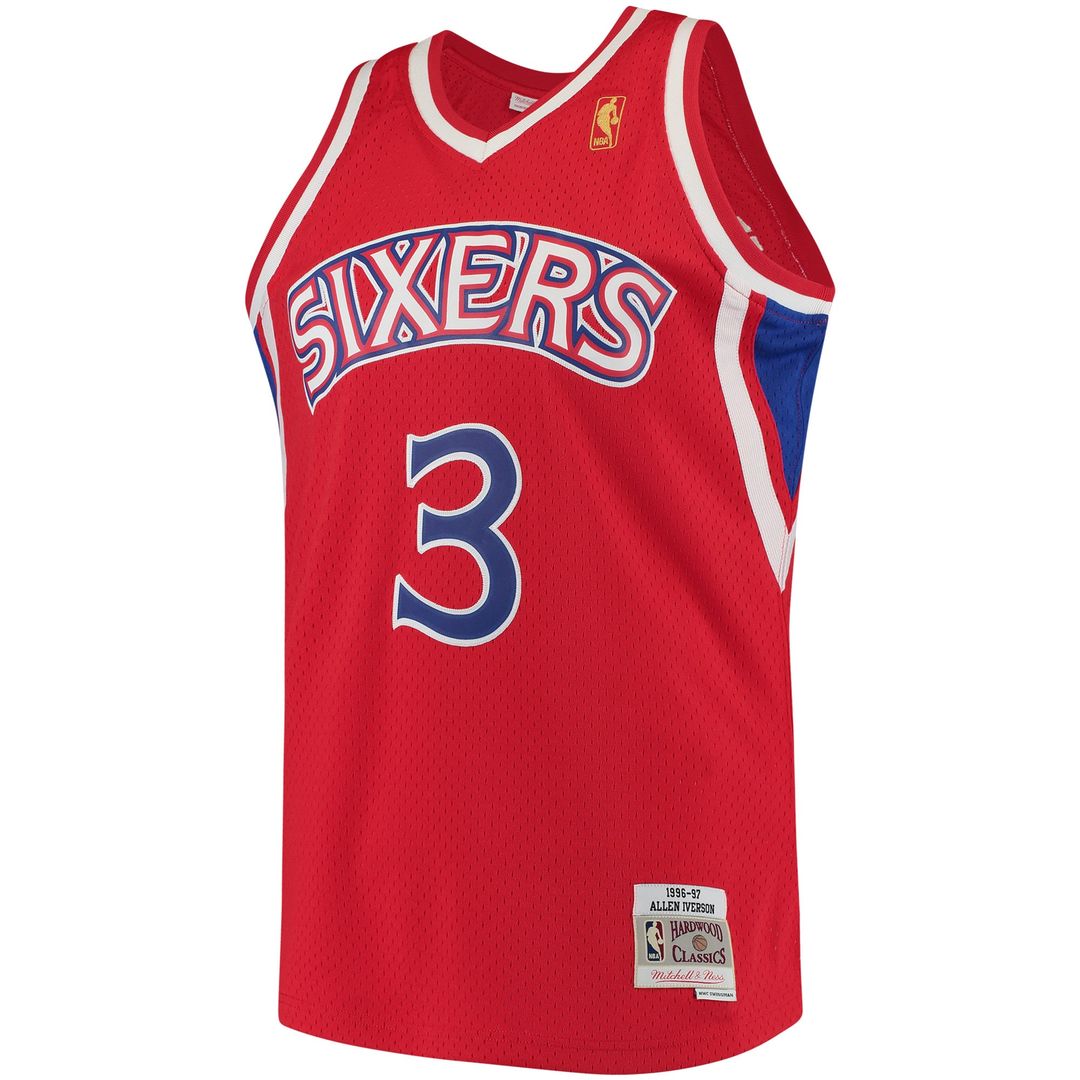 Philadelphia 76ers Allen Iverson Mitchell & Ness 1996/97 Hardwood Classics Swingman Jersey - Red Team Jersey Sports Fan Apparel