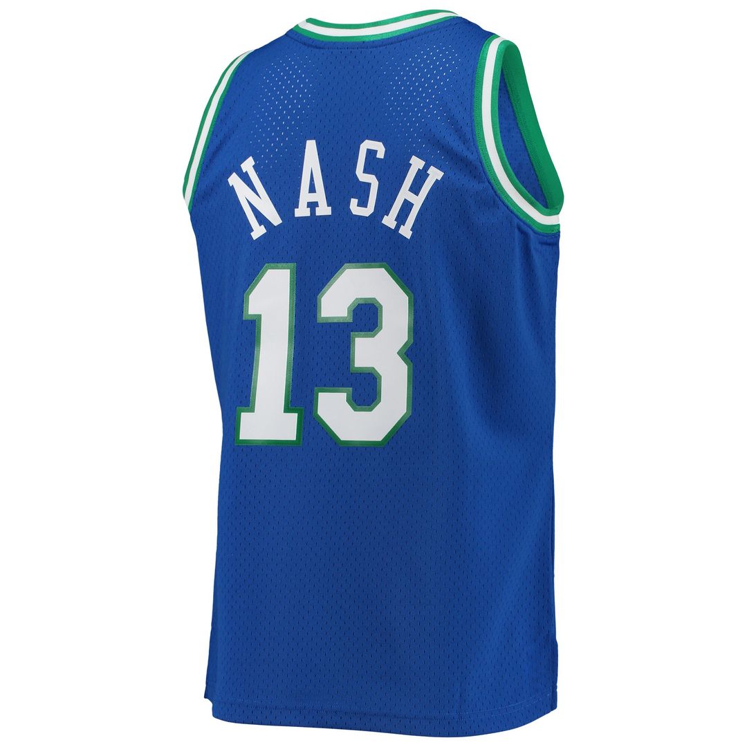 Dallas Mavericks Steve Nash Mitchell & Ness 1998/99 Hardwood Classics Swingman Jersey - Blue Team Jersey Sports Fan Apparel