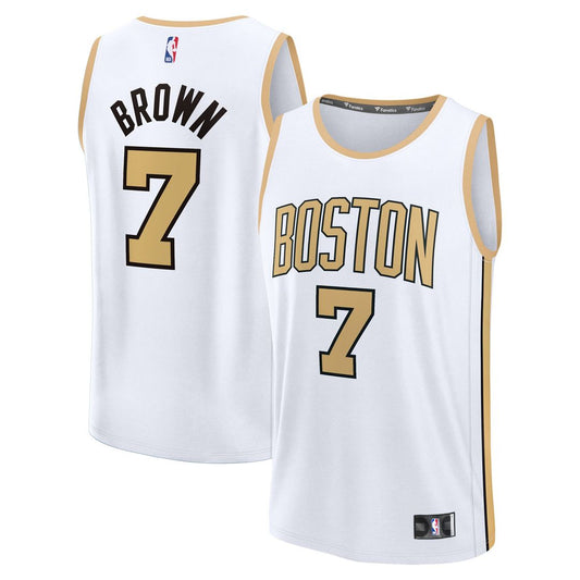 Boston Celtics Jaylen Brown Fanatics 2025/26 City Edition Fast Break Jersey - White Team Jersey Sports Fan Apparel