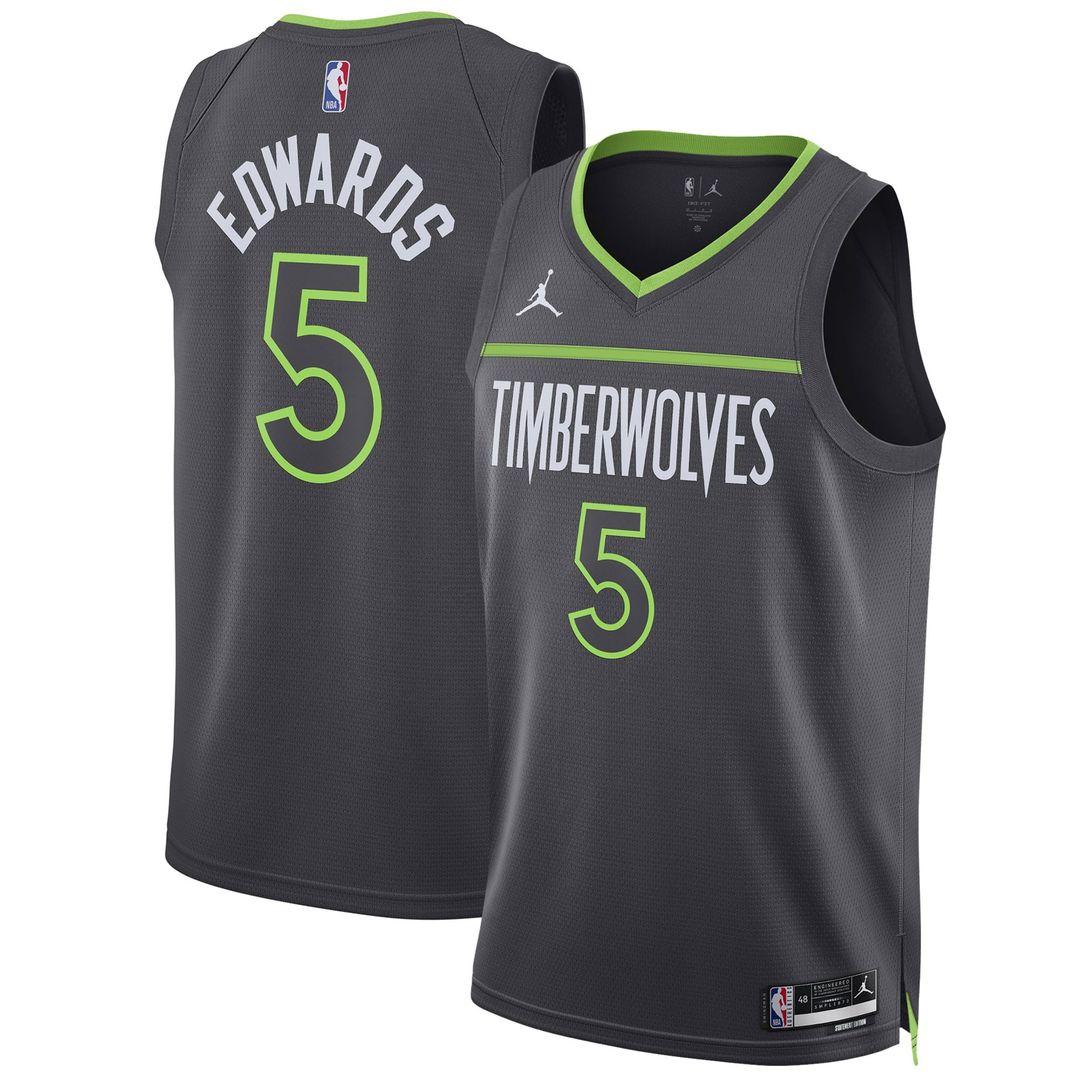 Minnesota Timberwolves Anthony Edwards Jordan Brand Unisex Swingman Jersey - Statement Edition - Charcoal Team Jersey Sports Fan Apparel