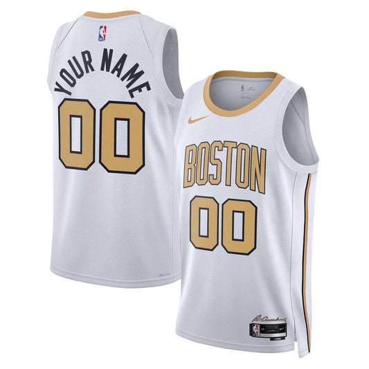Boston Celtics Nike Unisex 2025/26 City Edition Swingman Custom Jersey - White Team Jersey Sports Fan Apparel
