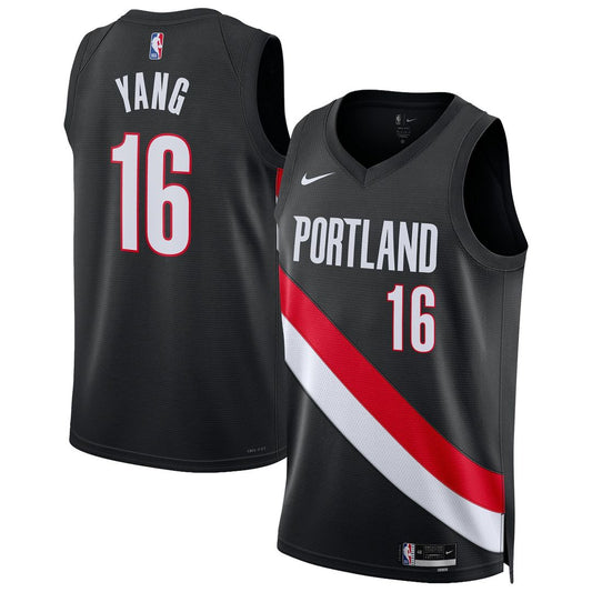 Portland Trail Blazers Yang Hansen Nike Unisex Swingman Jersey - Icon Edition - Black Team Jersey Sports Fan Apparel