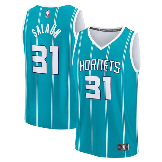 Charlotte Hornets Tidjane Salaun Fanatics 2024 NBA Draft Fast Break Player Jersey - Icon Edition - Teal Team Jersey Sports Fan Apparel
