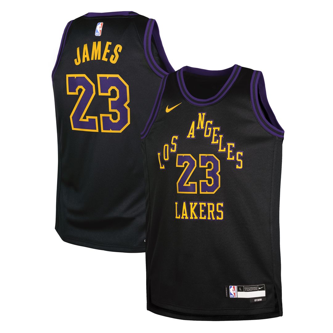 Los Angeles Lakers LeBron James Nike Youth 2025/26 City Edition Swingman Jersey - Black Team Jersey Sports Fan Apparel