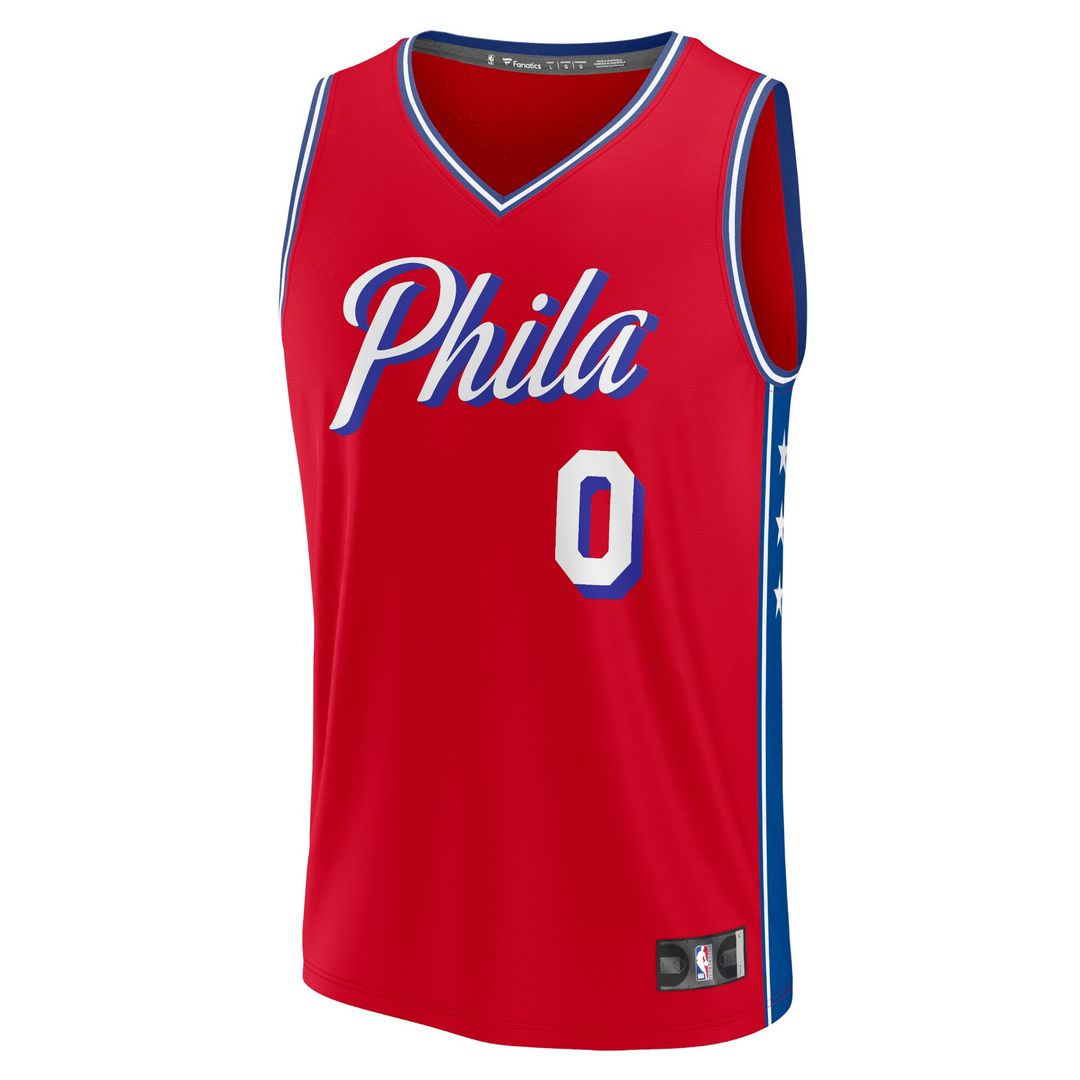Philadelphia 76ers Tyrese Maxey Fanatics Fast Break Replica Player Jersey - Statement Edition - Red Team Jersey Sports Fan Apparel