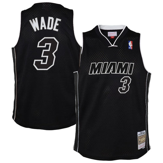 Miami Heat Dwyane Wade Mitchell & Ness Youth 2011/12 Hardwood Classics Swingman Alternate Jersey - Black Team Jersey Sports Fan Apparel