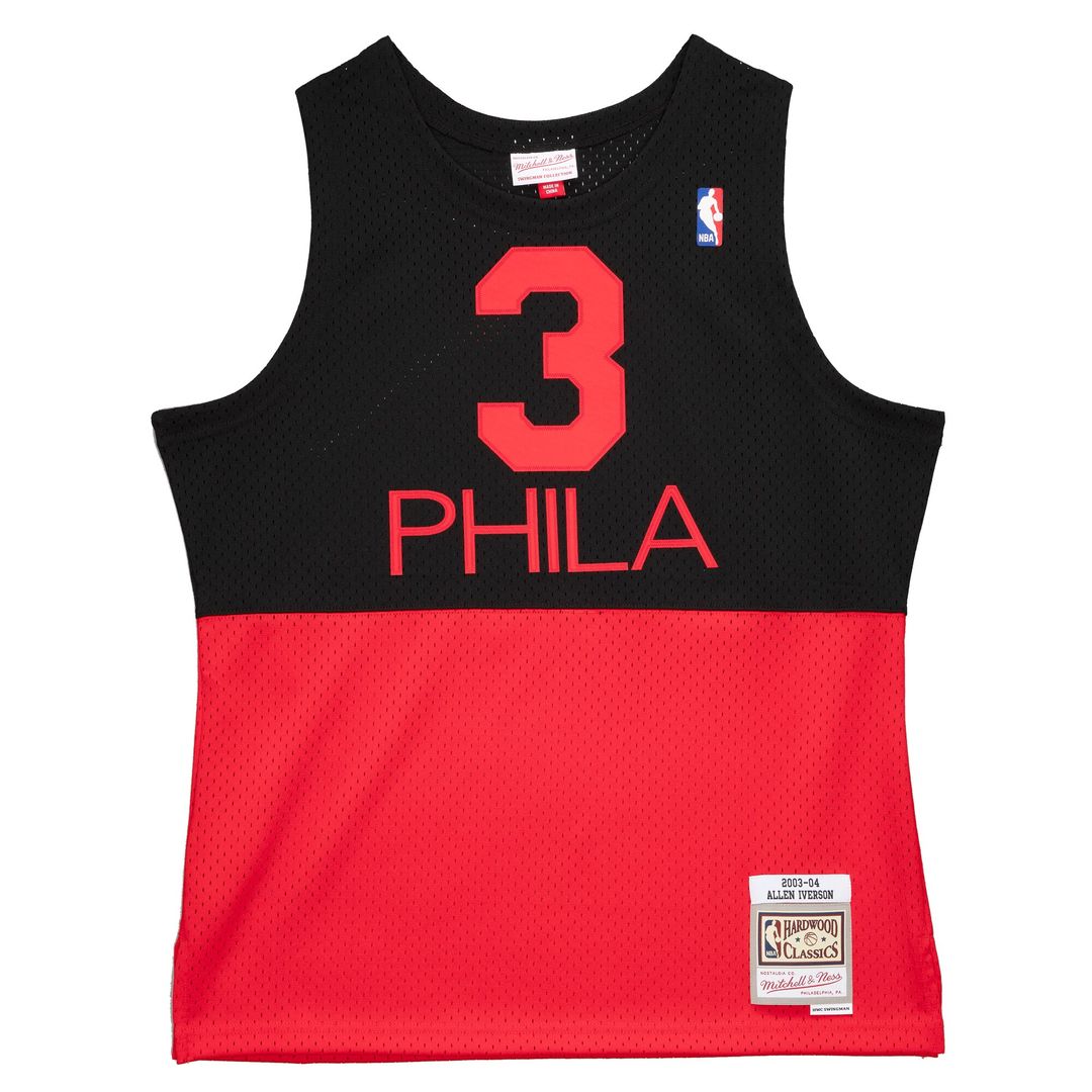 Philadelphia 76ers Allen Iverson Mitchell & Ness 2003/04 Hardwood Classics Reload 2.0 Swingman Jersey - Black Team Jersey Sports Fan Apparel