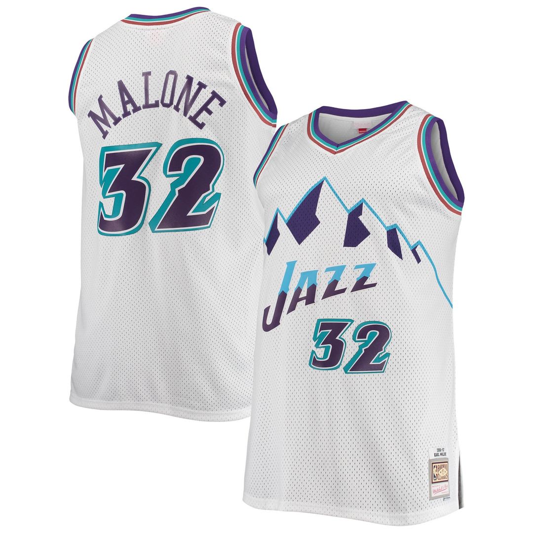Utah Jazz Karl Malone Mitchell & Ness 1996/97 Big & Tall Hardwood Classics Swingman Jersey - White Team Jersey Sports Fan Apparel
