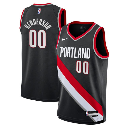 Portland Trail Blazers Scoot Henderson Nike Youth Swingman Jersey - Icon Edition - Black Team Jersey Sports Fan Apparel
